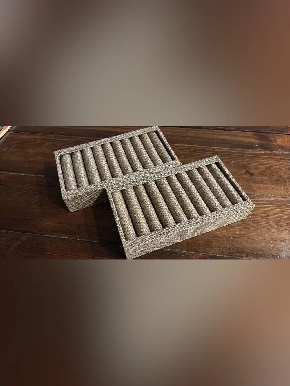 Neutral Fabric Ring Display Tray - Linen Jewelry Organizer